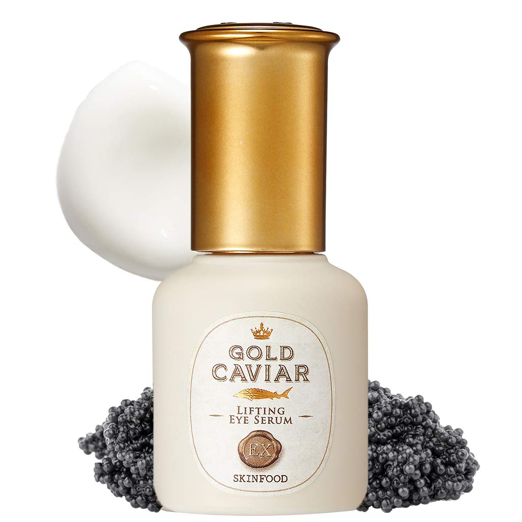 SKINFOOD Gold Caviar EX Lifting Eye Serum 32ml - Concentrated Caviar & Gold with Nourishing Eye Essence for Dry, Sagging, and Aging Skin - Best Illuminating Moisturizers for Drying Skin (1.08 fl.oz)