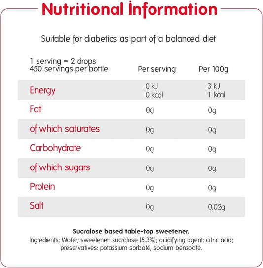 Canderel On The Go Liquid Sweetener 6 X 55Ml Pack - Zero Sugar And Zero Calories Sugar Alternative - 500 Servings