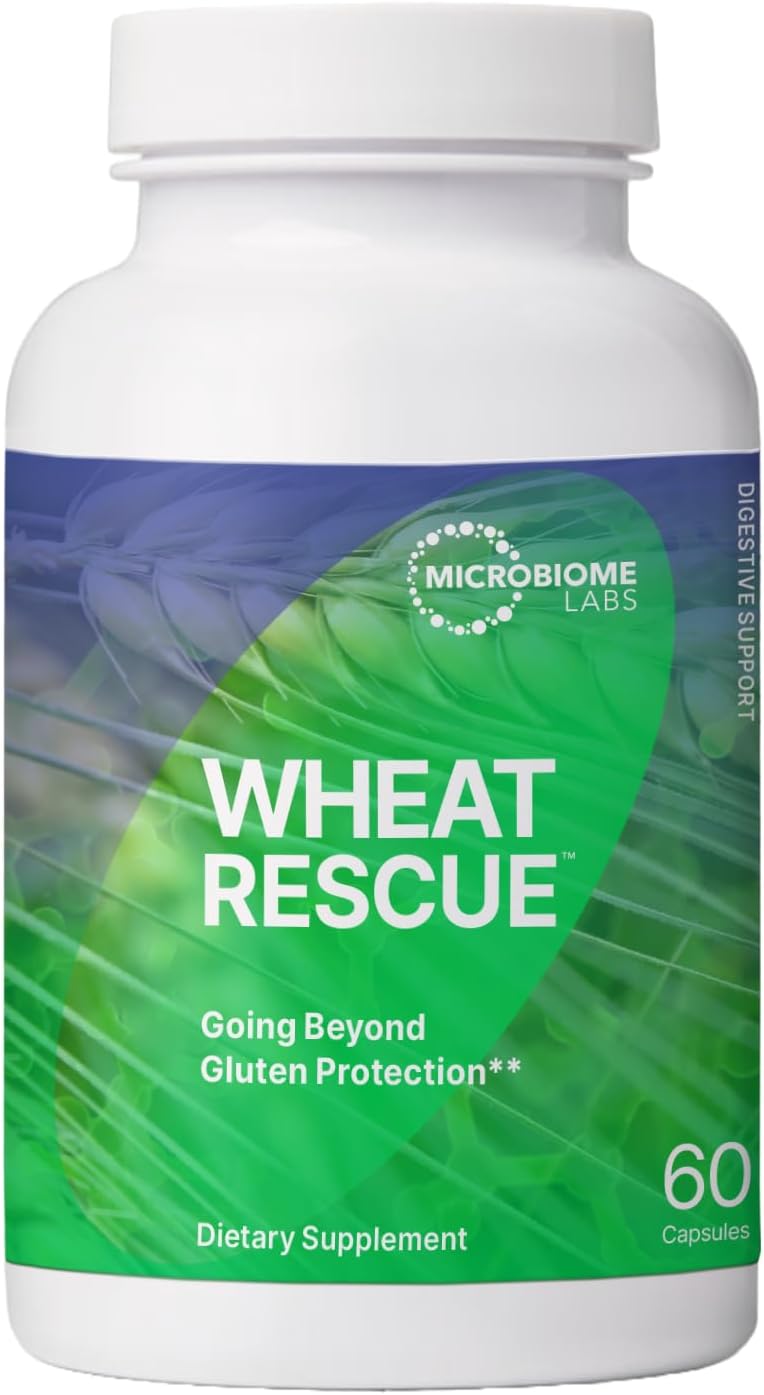 Microbiome Labs Wheatrescue - Supports Optimal Wheat & Gluten Digestion - Probiotic & Digestive Enzymes Blend With Betaine Hcl, Lipase To Support Gut Health & Digestive Health (60 Capsules)