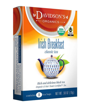 Davidson'S Organics, Irish Breakfast, 8-Count Tea Bags, Pack Of 12