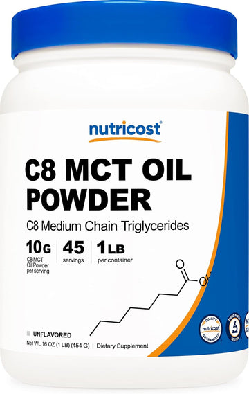 Nutricost C8 Mct Oil Powder 1Lb (16Oz) - 95% C8 Mct Oil Powder