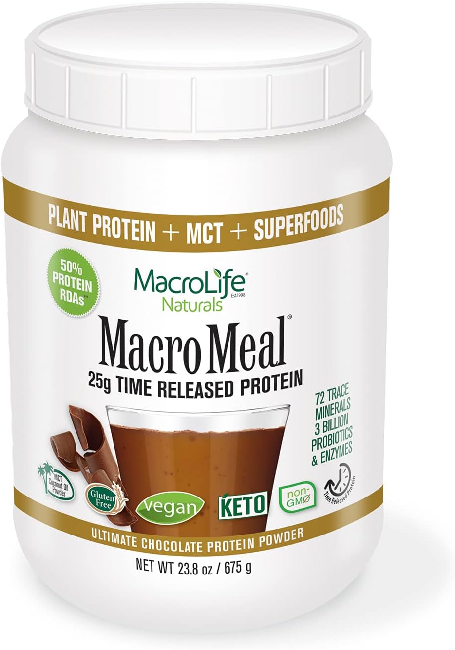 MacroLife Naturals MacroMeal Vegan Protein Powder Superfood Greens Pro