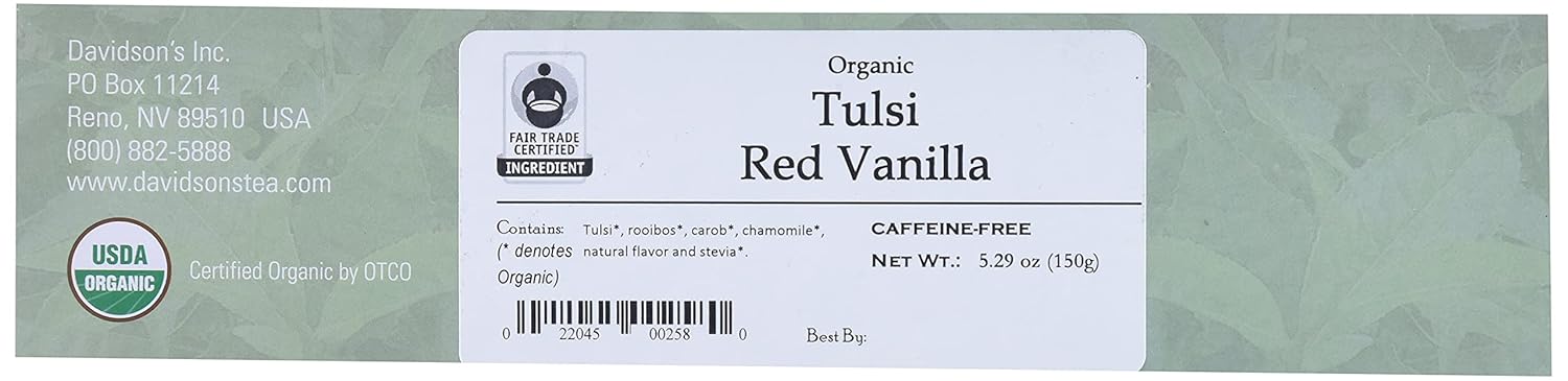 Davidson'S Organics, Tulsi Red Vanilla, 100-Count Unwrapped Tea Bags