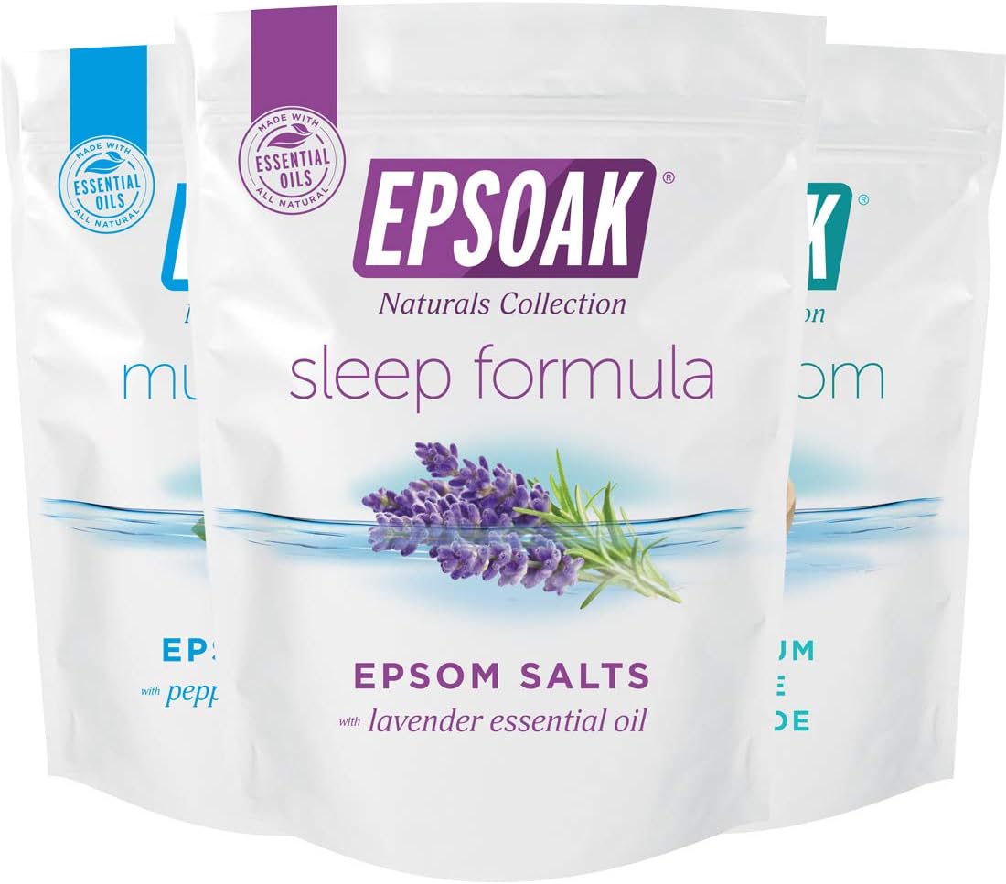 Epsoak Epsom Salt Ultimate Bath Soak Bundle (6 Lbs. Total) – Sleep Formula Bath Salt, Muscle Soak Bath Salt, Original Unscented Epsom Salts