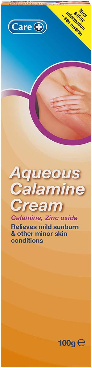 Care Aqueous Calamine Cream 100g, Relieves Mild Sunburn and other Minor Skin Conditions