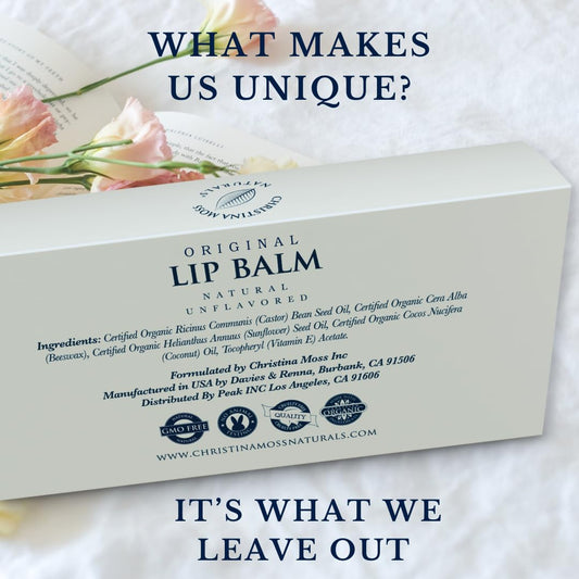 Unflavored Lip Balm For Dry Cracked Lips - Organic Beeswax Lip Moisturizer - Lip Repair For Severely Chapped Lips - Hydrating Moisturizing Lip Care Products - 6 Pack Bulk Set For Kids, Women, Men