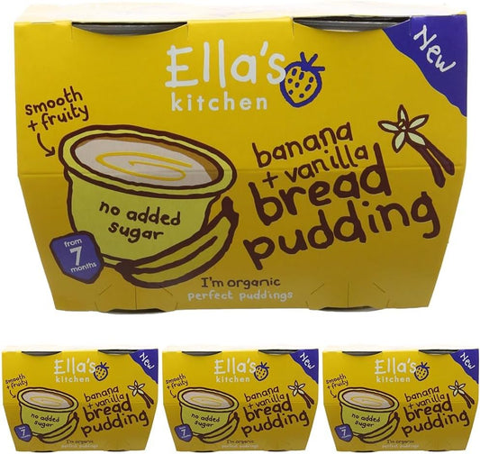 Ella'S Kitchen Organic Banana And Vanilla Bread Pudding, 4 X 80G (Pack Of 4)