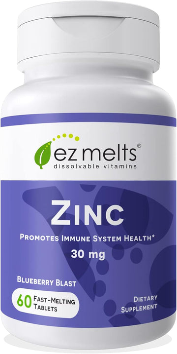 EZ Melts Dissolvable Zinc Supplement 30 mg, Sugar-Free, 2-Month Supply