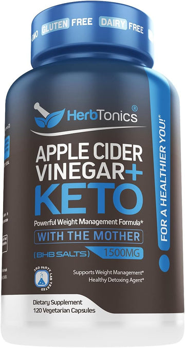 Herbtonics Apple Cider Vinegar Capsules Plus Keto BHB | Fat Burner & Weight Loss Supplement for Women & Men | Appetite Suppressant