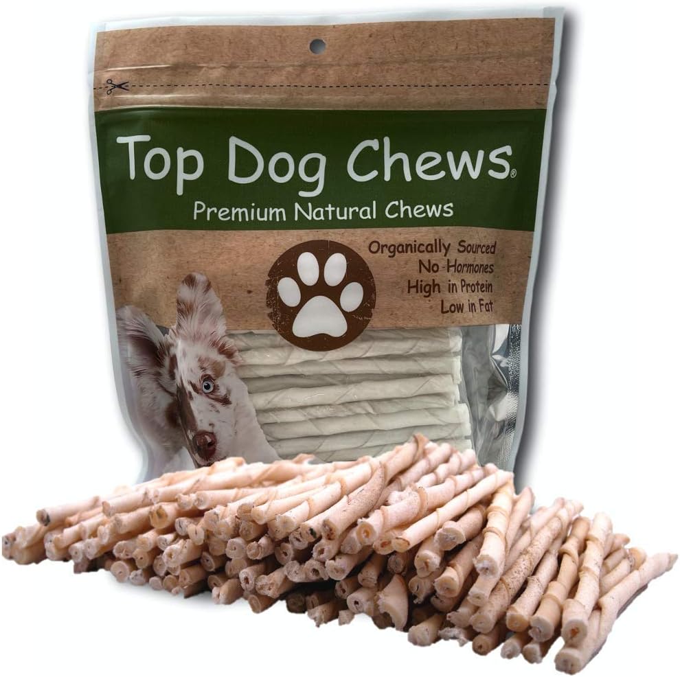 Top Dog Chews - All Natural Rawhide Dog Twists (100 Pack), Natural Chew Sticks for Healthy Teeth and Happy Dogs, Delicious Dog Treats for Canine Dental Care