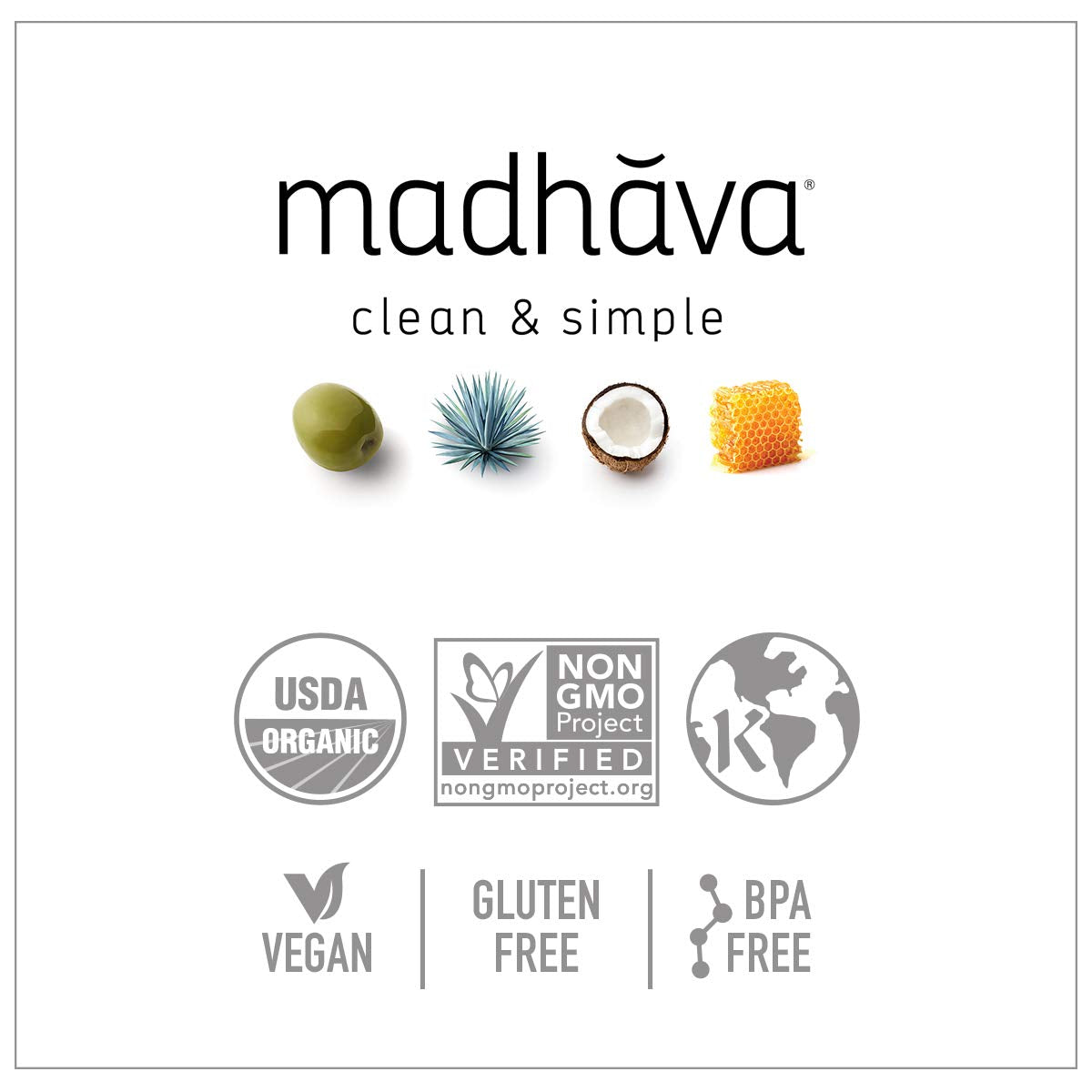 Madhava Organic Light Agave | 100% Pure Organic Blue Agave Nectar | Natural Sweetener, Sugar Alternative | Vegan | Organic | Non Gmo | Liquid Sweetener , 11.75 Oz. Bottle (Pack Of 6)