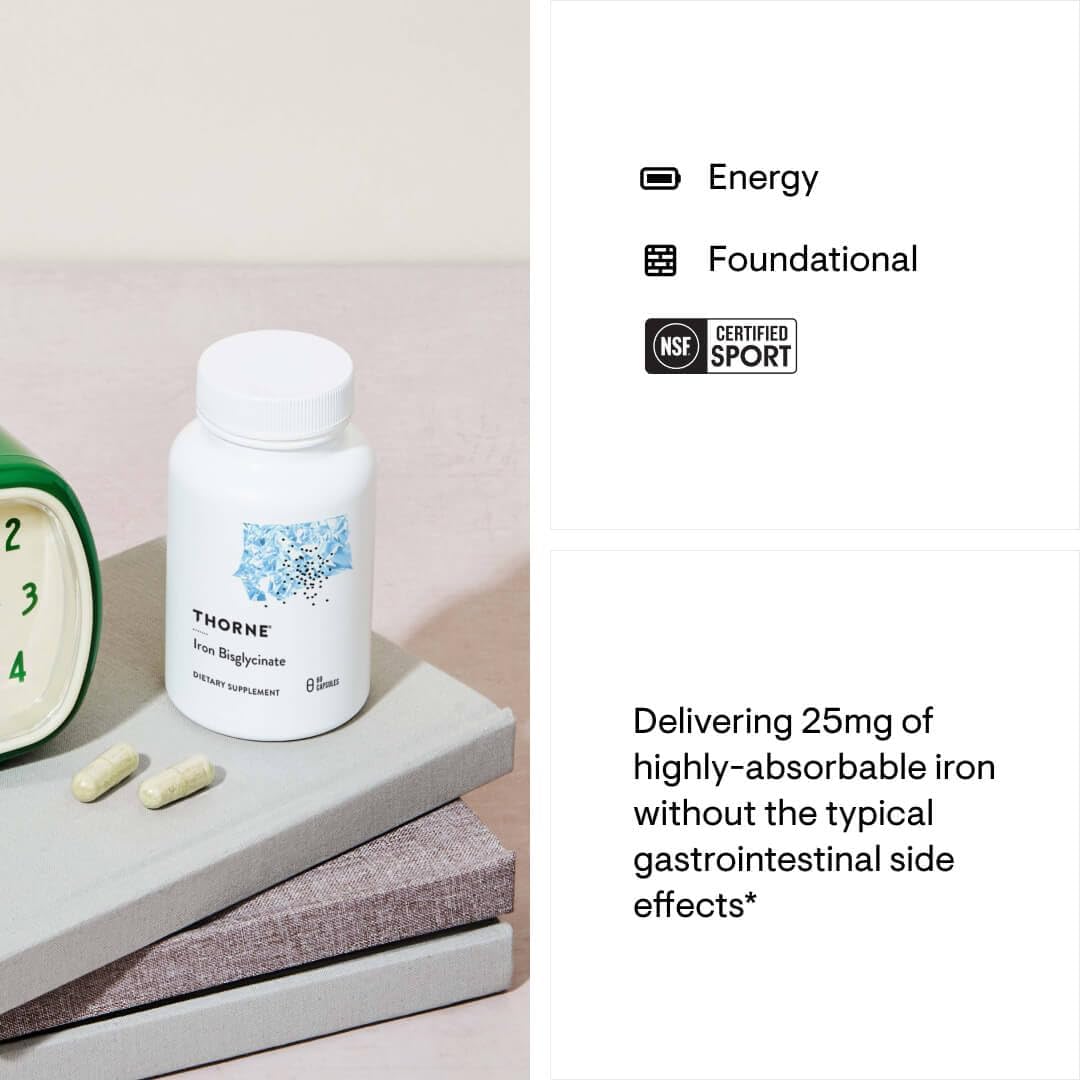 Thorne Nutrient Essentials Duo - Iron Bisglycinate & B-Complex #12 For Energy Support And Blood Support - 60 Servings