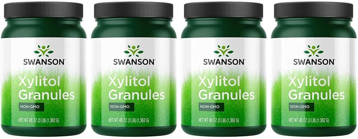 Swanson 100% Pure Non-Gmo Xylitol Granules 48 Ounce (3 Lbs) (1362 G) Granules (4 Pack)