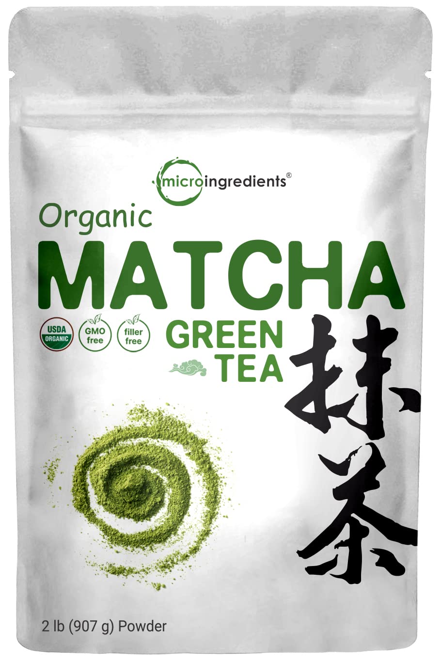 Organic Matcha Green Tea Powder, 2 Pound (32 Ounce), Culinary Grade - Unflavored - First Harvest Authentic Japanese Origin, 100% Pure Matcha For Smoothies, Latte And Baking, Non-Gmo, Non-Irradiation