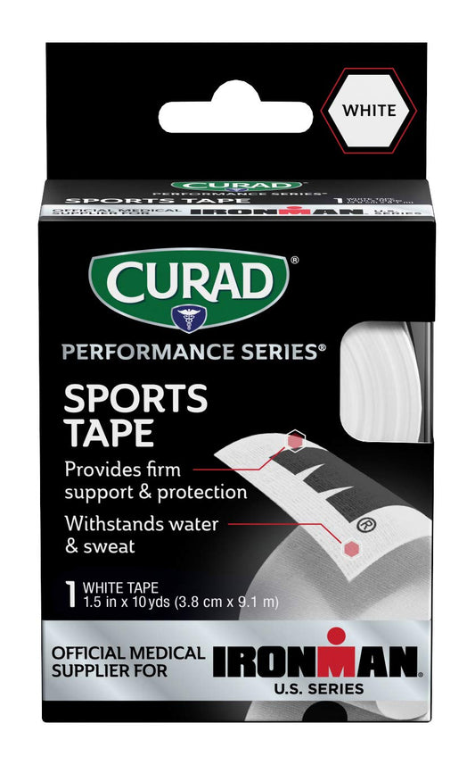 Curad Performance Series Ironman Sports Tape, White With Black, 1.5" X 10Yds