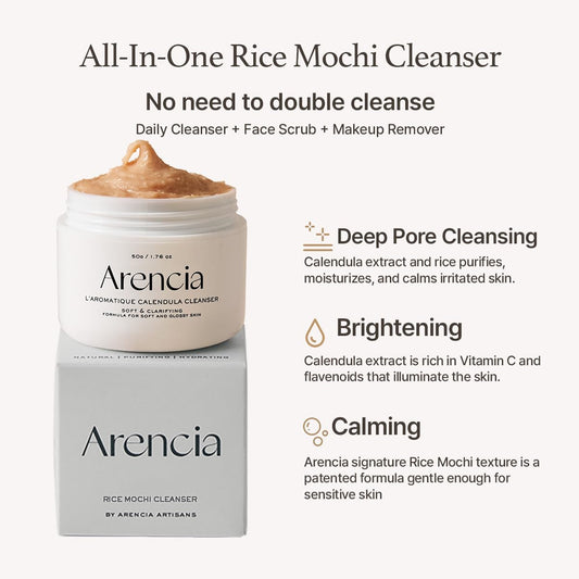 Calendula Rice Mochi Fresh Cleanser - Moisturizing, Brightening & Deep-Cleansing (4.23Oz)