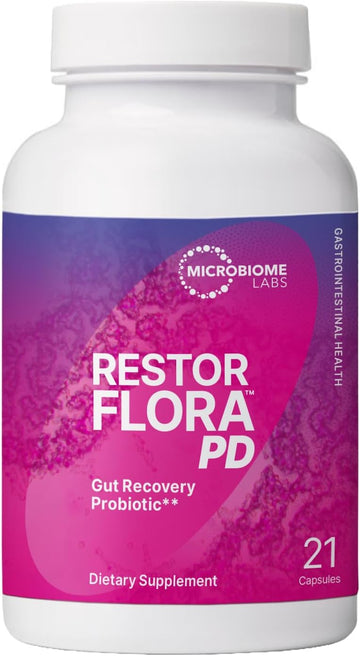 Microbiome Labs Restorflora Pd - Daily Probiotics For Digestive Health With Saccharomyces Boulardii - Supports Gut Health & Maintains Microbial Composition (21 Capsules)