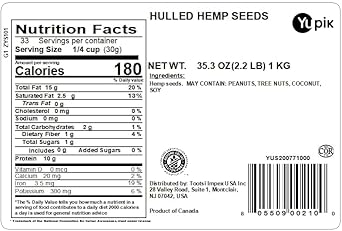 Yupik Seeds, Hulled Canadian Hemp, 2.2 Lb, Pack Of 1