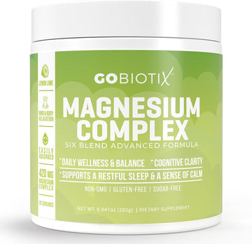 Magnesium Glycinate Powder - Magnesium Complex Supplement With Citrate, Malate, And Glutamine Chelate - Sugar Free, Non Gmo - 420 Mg Per Serving - 60 Servings Per Tub - Lemon Lime