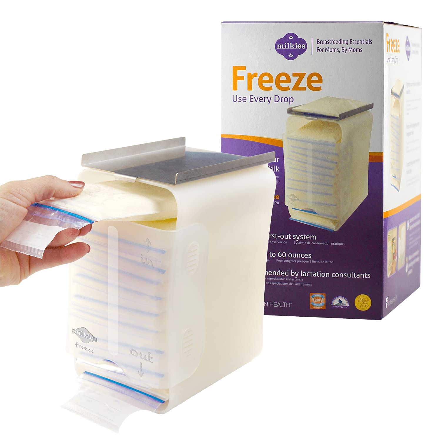 Fairhaven Health Milkies Freeze Organizer For Breast Milk Storage Bags Freezer | Breastmilk Storage Container Storing System For Freezing Breastmilk | Use With Standard Milk Bags
