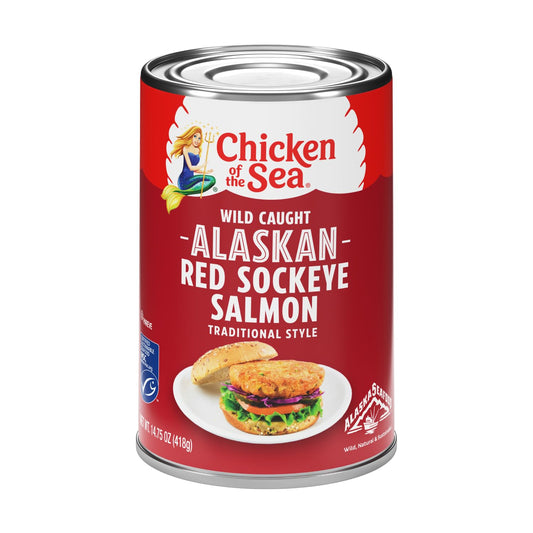Chicken of the Sea Red Salmon, Canned Salmon, Wild Caught, 14.75-Ounce Cans (Pack of 12)