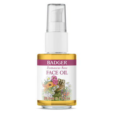 Badger Damascus Rose Antioxidant Face Oil, Certified Organic Rose Oil, Organic Moisturizing Facial Oil, 1 Oz Glass Bottle