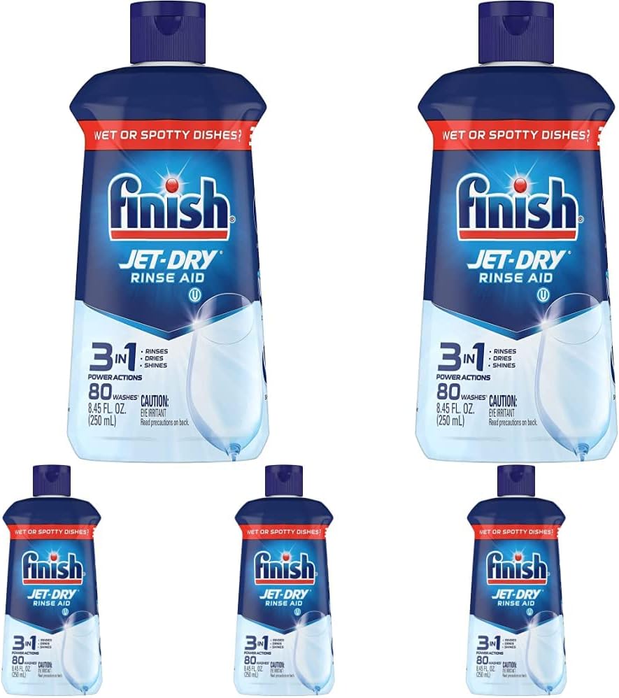 Finish Jet Dry Dishwasher Rinse Aid, 8.45 Ounce (Pack of 5)