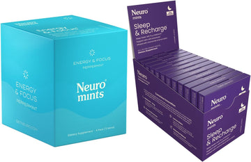 Neurogum Energy Caffeine & Melatonin 5Mg Mints (216 Pieces) - Sugar Free With L-Theanine + Natural Caffeine + Vitamin B12 & B6 - Fast Dissolve Sugar Free Mints With Chamomile & Lemon Balm