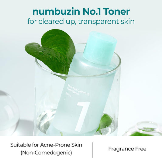 Numbuzin No.1 Pure-Full Calming Herb Toner | Acne-Prone Skin, Centella Asiatica, Deep Calming (10.14 Fl Oz)