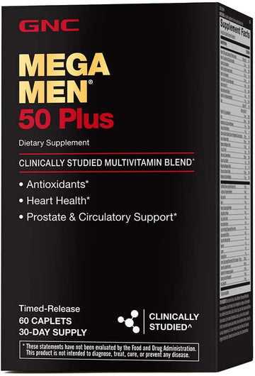 Gnc Mega Men 50 Plus Multivitamin | Antioxidants | Heart Health | Prostate And Circulatory Support | 60 Count