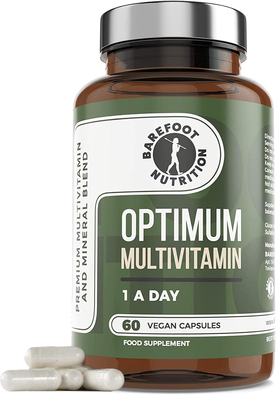 Barefoot Nutrition - Optimum Multivitamin & Mineral Supplement, Bioactive High Strength Formula With Vitamin C Complex, Superior Absorption For Immune Support - 60 Vegan Capsules