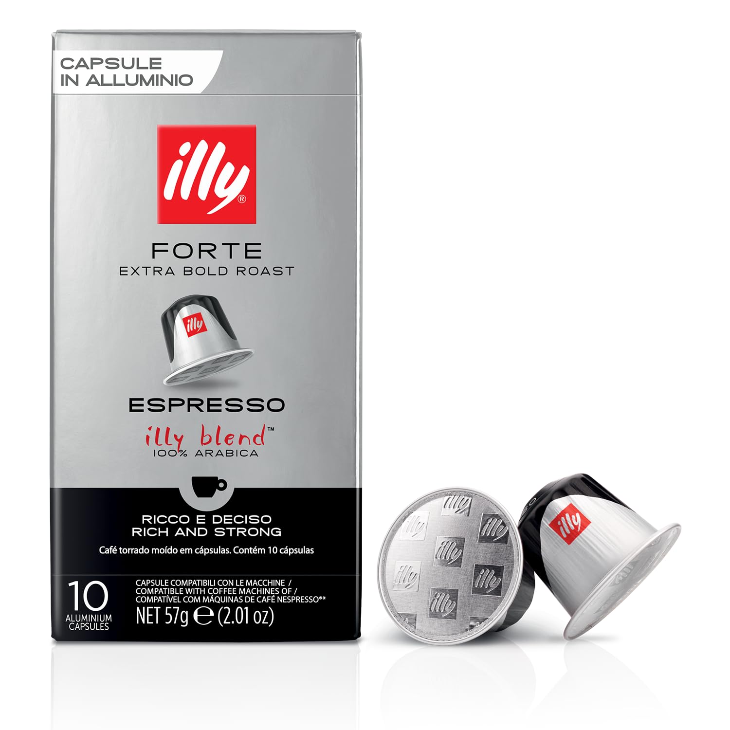 Illy Espresso Compatible Capsules - Single-Serve Coffee Capsules & Pods - Forte Extra Bold Roast - Notes Of Dark Chocolate Coffee Pods - For Nespresso Coffee Machines – 10 Count