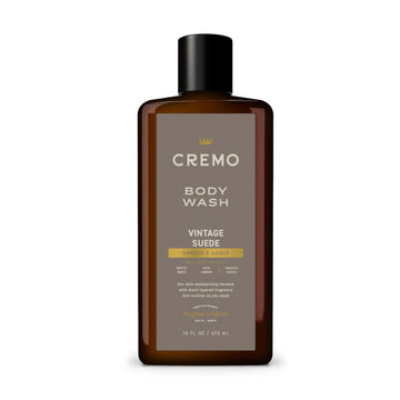 Cremo Rich-Lathering Vintage Suede Body Wash For Men, A Vintage Suede With Notes Of White Moss And Rich Amber, 16 Fl Oz