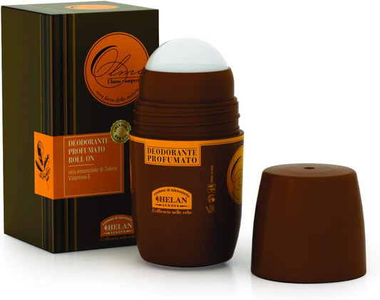Helan Olmo - Roll on Deodorant for Men with Vitamin E and Sage Essential Oil, Gentle and Natural Formula, Aluminium Salt-Free - Long-Lasting Scented Deodorant Delicate on Skin - Made in Italy, 50 ml : Amazon.co.uk: Beauty