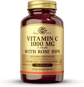 Solgar Vitamin C 1000 Mg With Rose Hips - 100 Tablets - Antioxidant & Immune Support - Non-Gmo, Vegan, Gluten Free, Dairy Free, Kosher - 100 Servings
