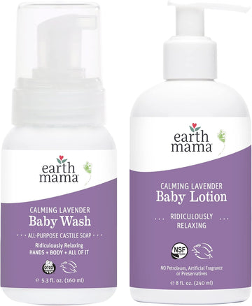 Earth Mama Bathtime Bundle | Calming Lavender Baby Wash & Moisturizing Calendula Lotion