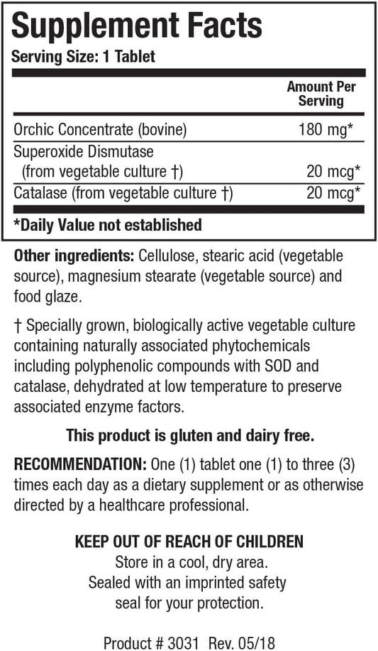 Biotics Research Cytozyme Orchic Contains Raw Bovine Orchic Tissue. Supports Virility, Vitality And Vigor For Men And Women. Potent Antioxidant Activity, Sod, Catalase 100 Tabs