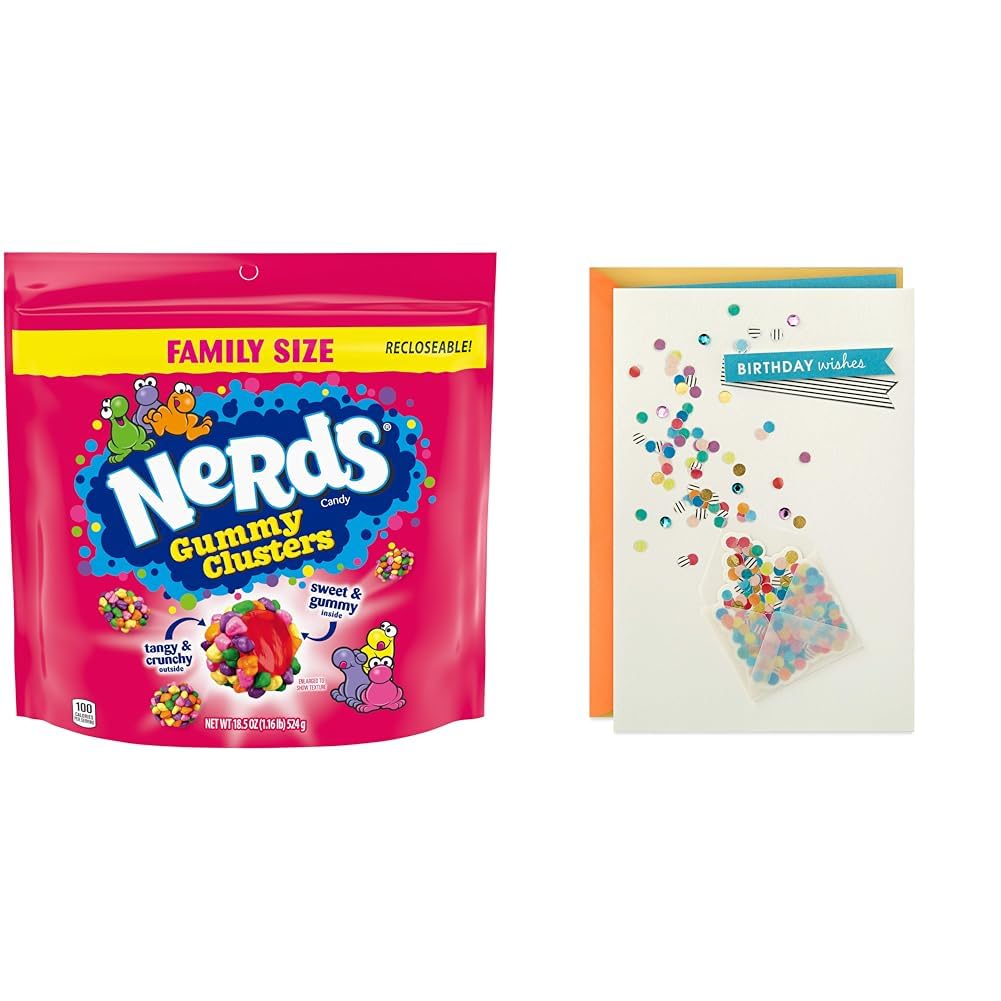 Nerds Gummy Clusters Candy & Hallmark Birthday Card with Envelope Gift Bundle : Grocery & Gourmet Food