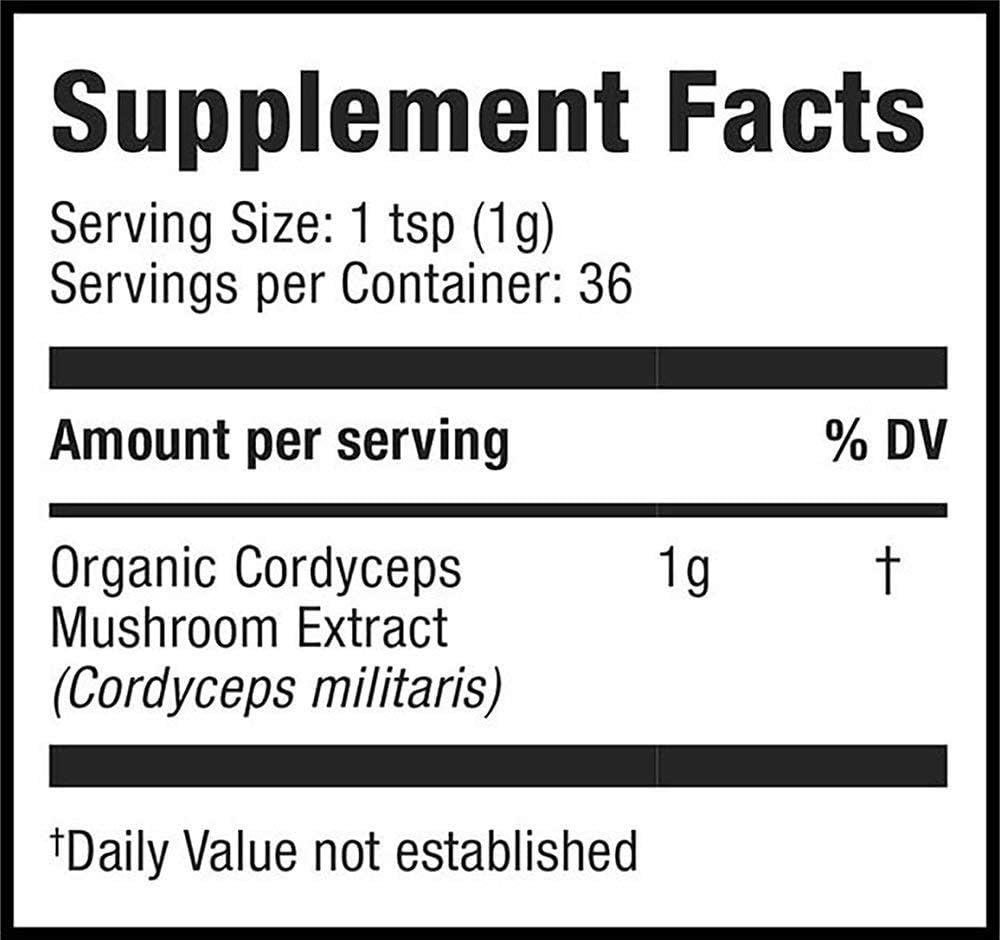 Moon Juice Cordyceps Organic Cordyceps Mushroom Powder Extract (250mg 1,3 & 1,6 Beta-Glucans per Serving) - Supports Stamina, Energy & Healthy Immune System - Non-GMO, Vegan, Gluten-Free (1.3oz) : Health & Household