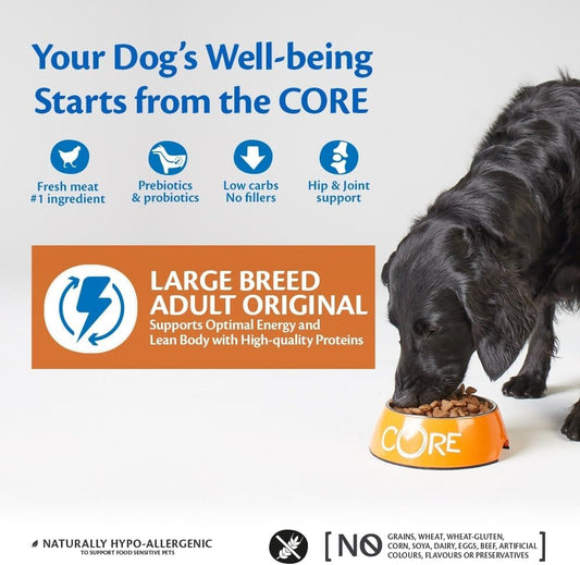 Wellness CORE Large Breed Adult Original, Dry Food for Large Breed, Dry Dog Food for Large Breeds, Grain Free Dog Food, High Meat Content, Chicken, 10 kg?10799