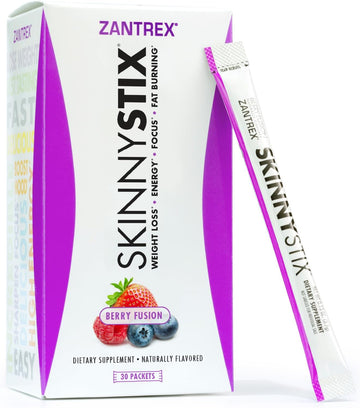 Zantrex SkinnyStix Energy Powder ? Increase Energy, Heighten Focus, Boost Mood ? 10 Calories ? Coffee Bean, Yerba Mate, Cayenne ? 30 Count (Pack of 1) Berry Fusion