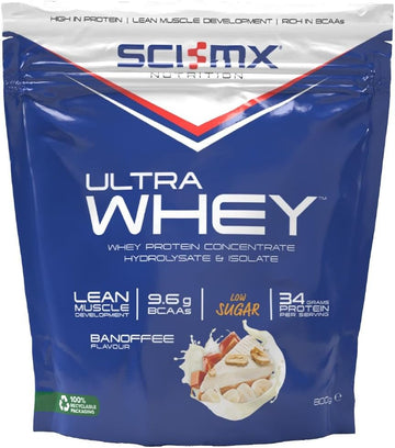 Sci-Mx Ultra Whey Protein Muscle Building & Recovery Protein Powder With Naturally Occurring Glutamine & Amino Acids - Strawberry Flavour - 800G - 18 Servings