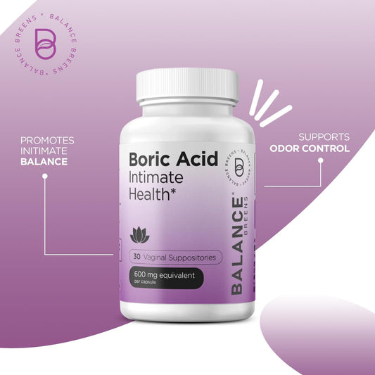 Boric Acid Suppositories For Women, 600 Mg, 30 Vaginal Use Capsules - Ph Balance Pills, Intimate Health Support, Yeast Infection Treatment, Made In Usa
