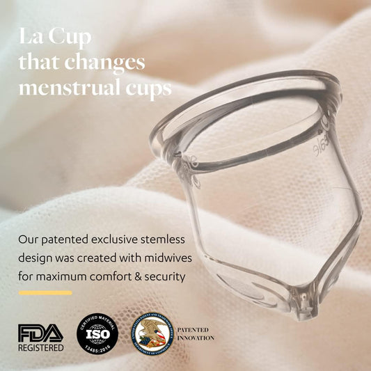 La Cup Luneale - Reusable Stemless Menstrual Cup - Patented Ergonomic Design Created in Collaboration with Midwives - 100% Medical Silicone - 3 Sizes depending on Flow (L - Heavy to Very Heavy Flow)