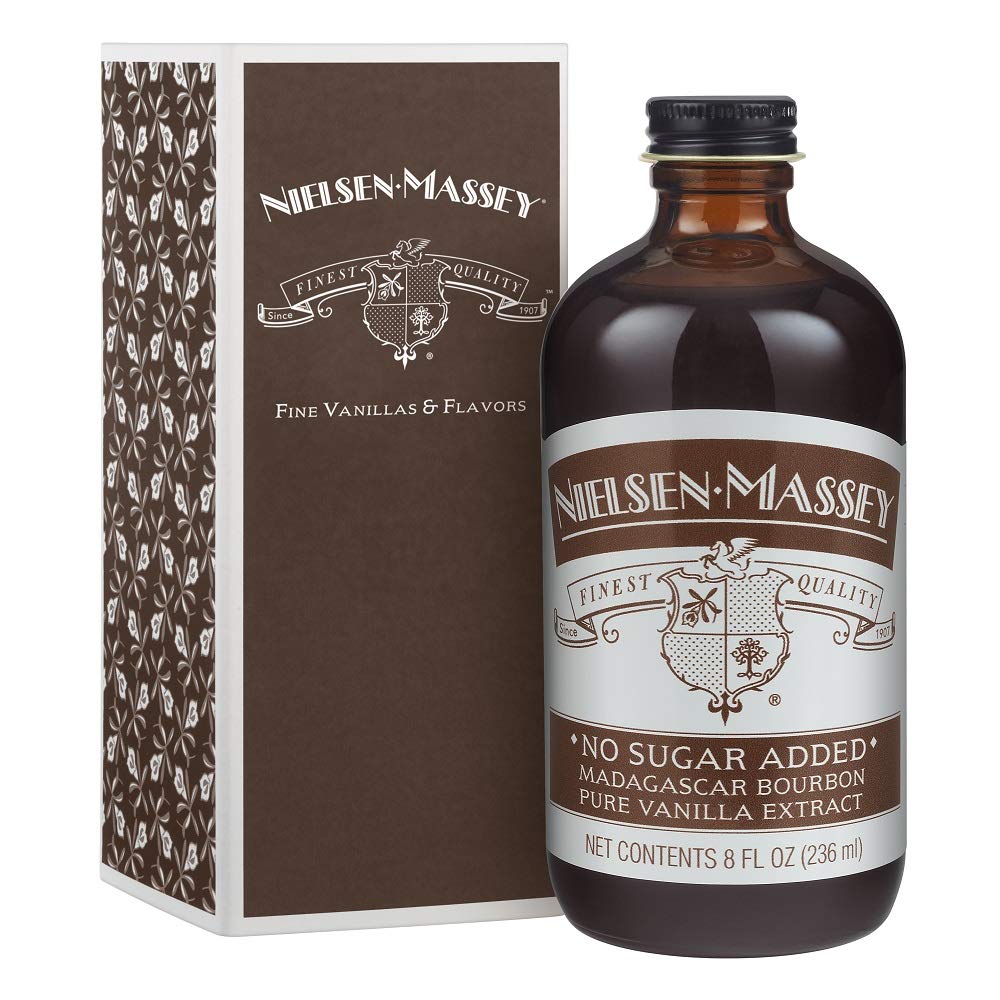 Nielsen-Massey No Sugar Added Madagascar Bourbon Pure Vanilla Extract For Baking And Cooking, 8 Ounce Bottle