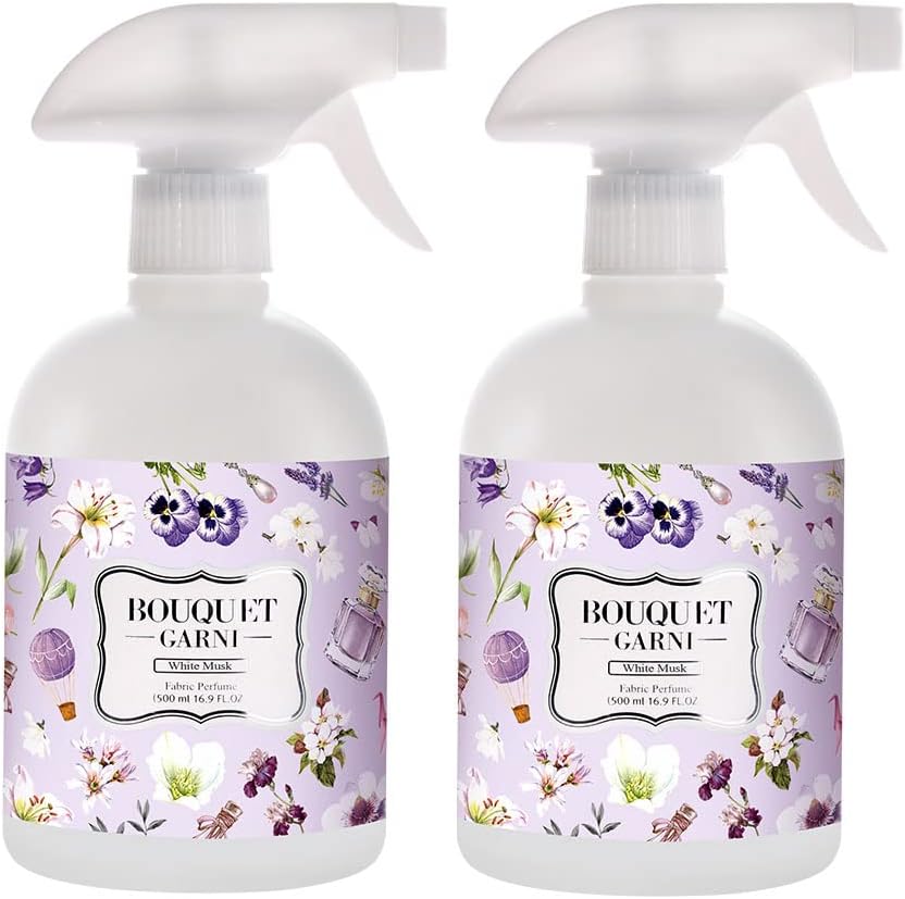 Bouquet Garni Fabric Perfume White Musk - Long Lasting Fragrance Fabric And Linen Odor Remover - Odor Eliminator And Neutralizer Spray - Fabric Deodorizer And Refresher - 16.9 Fl Oz