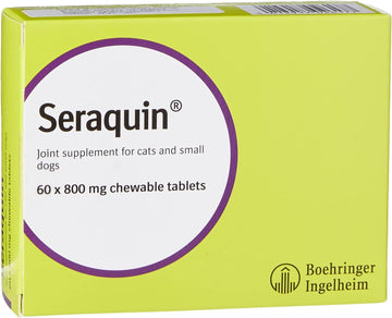 Seraquin Veterinary Joint Supplement With Turmeric For Cats And Small Dogs - 60 X 800 Mg Chewable Tablets