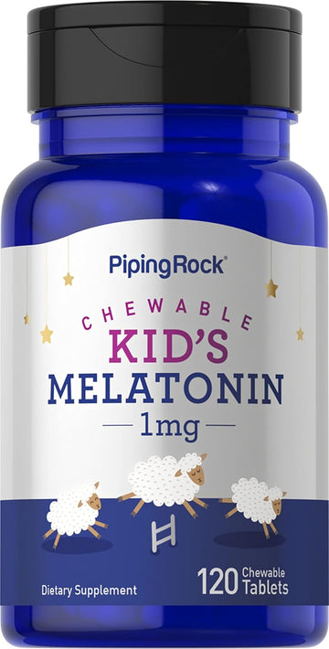 Piping Rock Kids Melatonin 1mg | 120 Chewable Tablets | Childrens Supplement | Non-GMO, Gluten Free