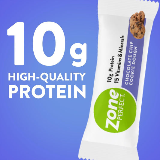 Zoneperfect Protein Bars | 10G Protein | 15 Vitamins & Minerals | Nutritious Snack Bar | Chocolate Chip Cookie Dough | 20 Bars