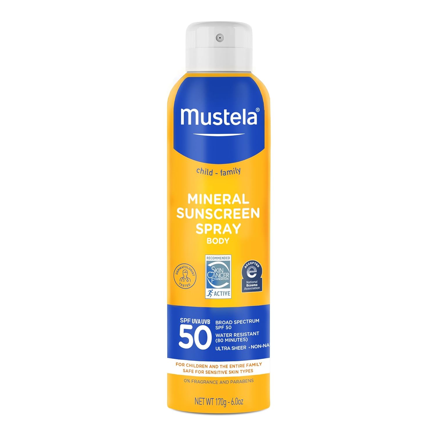 Mustela Baby Mineral Sunscreen Spray Spf 50 Broad Spectrum - Body Sun Spray For Sensitive Skin - Water Resistant & Fragrance Free - 6 Fl.Oz